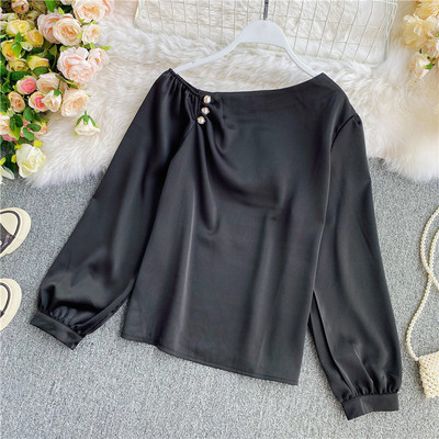 Γυναικείο casual πουκάμισο με μακριά μανίκια και πέρλες σε διάφορα χρώματα