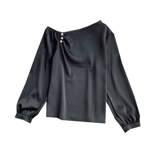 Γυναικείο casual πουκάμισο με μακριά μανίκια και πέρλες σε διάφορα χρώματα