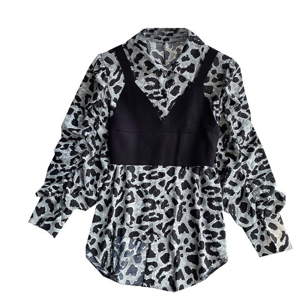 Kahes värvitoonis klassikalise krae ja pikkade varrukatega naiste särk