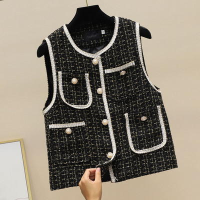 Női alkalmi mellény zsebekkel és gombokkal