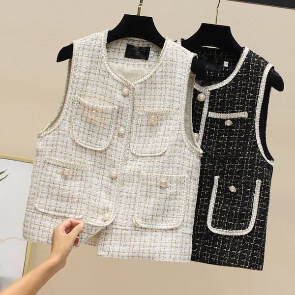 Női alkalmi mellény zsebekkel és gombokkal