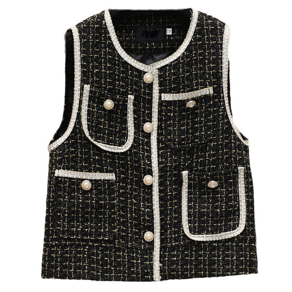 Női alkalmi mellény zsebekkel és gombokkal