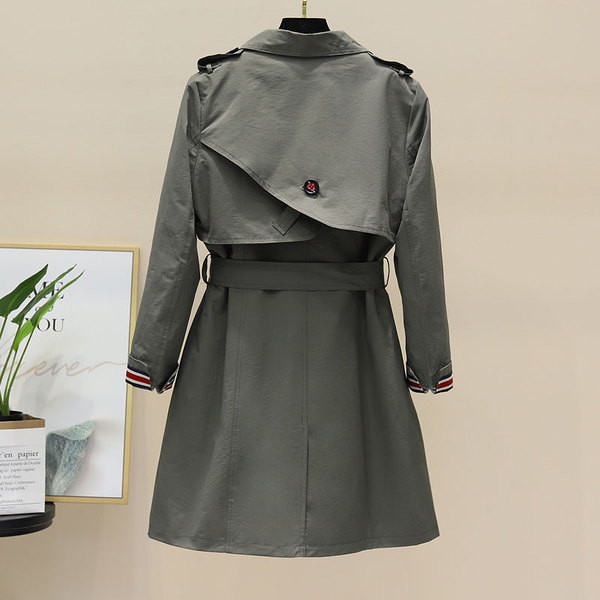 Jauna modeļa rudens sieviešu jaka ar dubultu aizdari un jostiņu