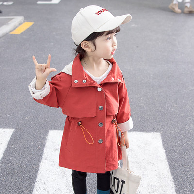 Μοντέρνο παιδικό παλτό με κορδόνια και κουκούλα για κορίτσια