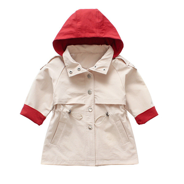 Μοντέρνο παιδικό παλτό με κορδόνια και κουκούλα για κορίτσια