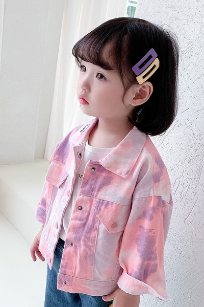 Παιδικό τζιν μπουφάν για κορίτσια σε ιριδίζοντα χρώματα