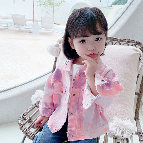 Παιδικό τζιν μπουφάν για κορίτσια σε ιριδίζοντα χρώματα