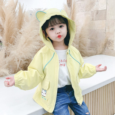 Casual παιδικό μπουφάν με απλικέ και κουκούλα για κορίτσια