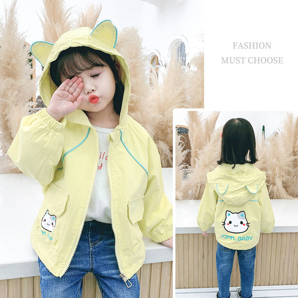 Casual παιδικό μπουφάν με απλικέ και κουκούλα για κορίτσια