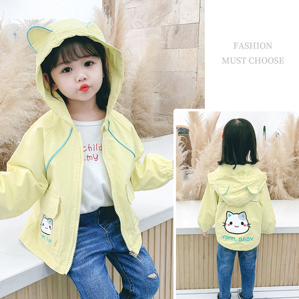 Casual παιδικό μπουφάν με απλικέ και κουκούλα για κορίτσια