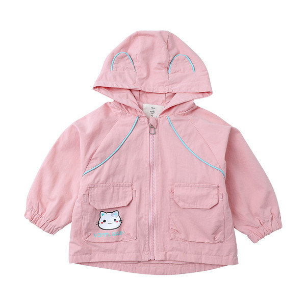 Casual παιδικό μπουφάν με απλικέ και κουκούλα για κορίτσια