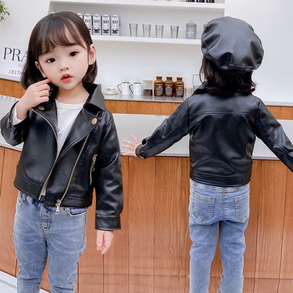 Παιδικό έκο δερμάτινο μπουφάν νέο μοντέλο για κορίτσια με φερμουάρ