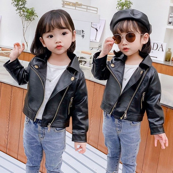 Παιδικό έκο δερμάτινο μπουφάν νέο μοντέλο για κορίτσια με φερμουάρ