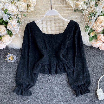 Cămașă de damă cu mâneci lungi și umerii goi în trei culori