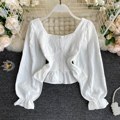 Cămașă de damă cu mâneci lungi și umerii goi în trei culori