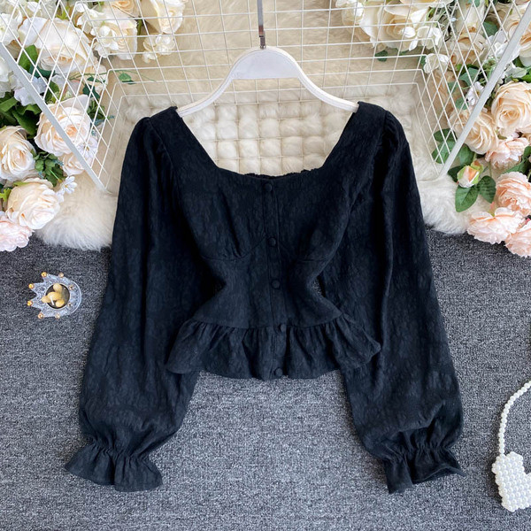 Cămașă de damă cu mâneci lungi și umerii goi în trei culori