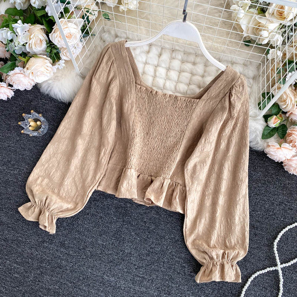 Cămașă de damă cu mâneci lungi și umerii goi în trei culori