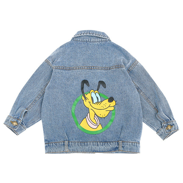 Μοντέρνο παιδικό τζιν μπουφάν για κορίτσια με χρωματιστό απλικέ