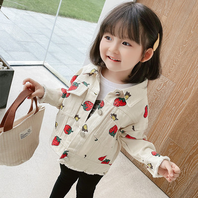 Καθημερινό παιδικό μπουφάν με απλικέ και κουμπιά για κορίτσια