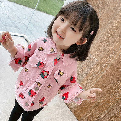 Καθημερινό παιδικό μπουφάν με απλικέ και κουμπιά για κορίτσια