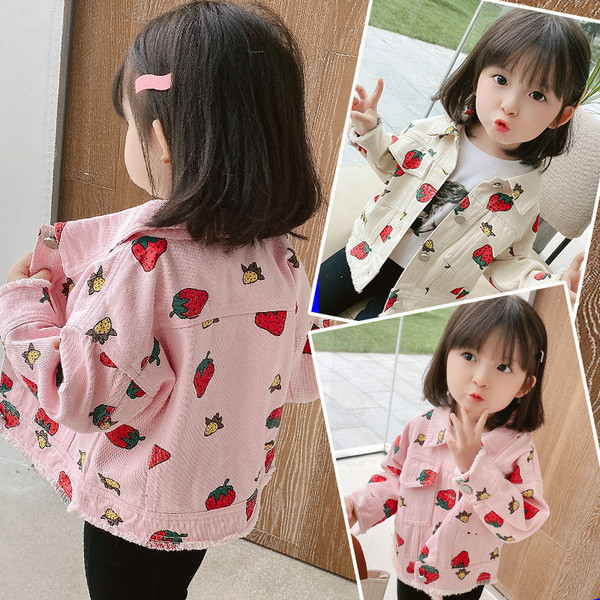 Καθημερινό παιδικό μπουφάν με απλικέ και κουμπιά για κορίτσια