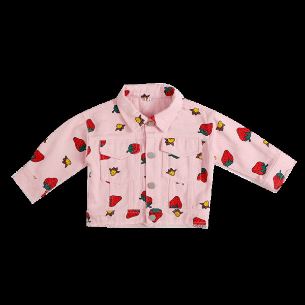 Καθημερινό παιδικό μπουφάν με απλικέ και κουμπιά για κορίτσια