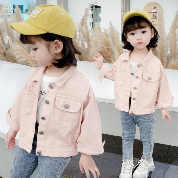 Ikdienas bērnu jaka meitenēm ar pogām un aplikācijām