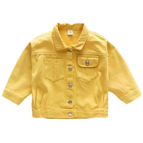 Ikdienas bērnu jaka meitenēm ar pogām un aplikācijām