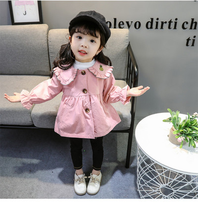 Μοντέρνο παιδικό παλτό με κουμπιά και κεντήματα για κορίτσια