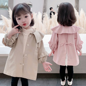 Μοντέρνο παιδικό παλτό με κουμπιά και κορδόνια για κορίτσια
