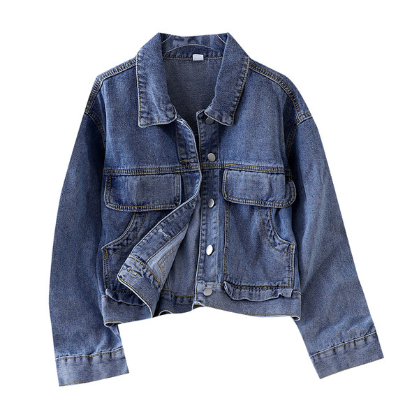 Geaca de dama din denim cu buzunare si nasturi