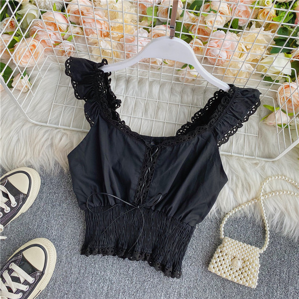 Naiste moodne lühike lipsu ja kummiga topp