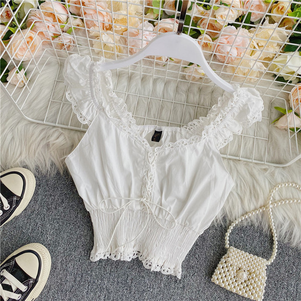 Naiste moodne lühike lipsu ja kummiga topp