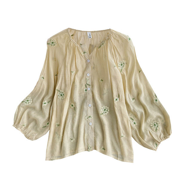 Γυναικείο casual πουκάμισο φαρδιά μοντέλο με λουλουδάτο μοτίβο