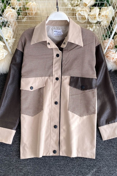 Naiste jope ökonahast laia mudeliga klassikalise krae ja taskutega