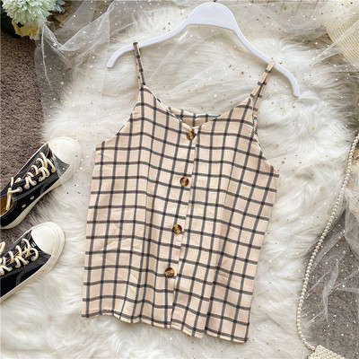 Γυναικεία μπλούζα με λεπτά τιραντάκια και κουμπιά