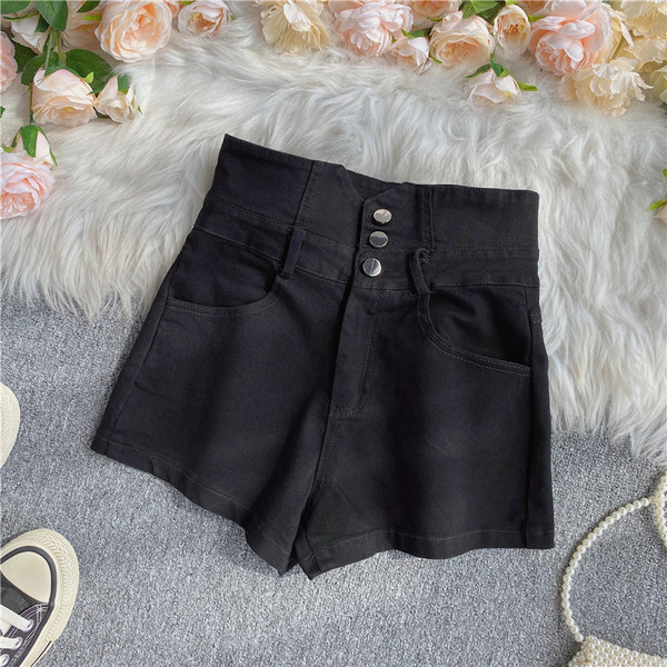 Alkalmi női farmer rövidnadrág magas derékkal