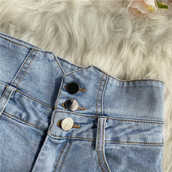 Alkalmi női farmer rövidnadrág magas derékkal