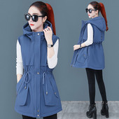 Γυναικείο casual γιλέκο με κουκούλα και κορδόνι στη μέση