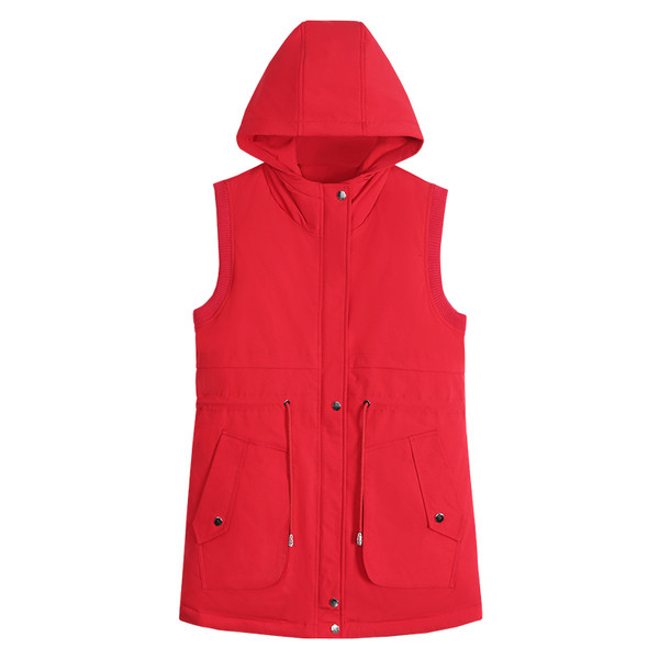 Γυναικείο casual γιλέκο με κουκούλα και κορδόνι στη μέση
