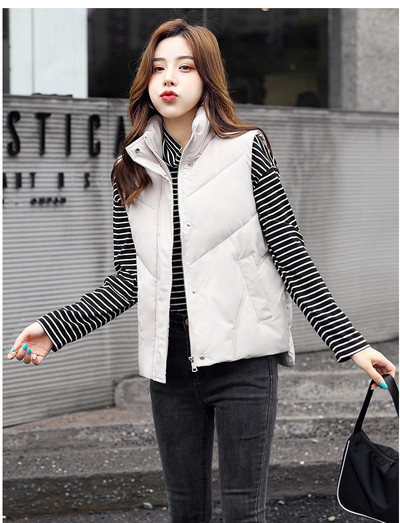 Γυναικείο γιλέκο casual με ψηλό γιακά και τσέπες