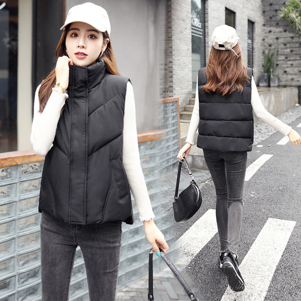 Γυναικείο γιλέκο casual με ψηλό γιακά και τσέπες