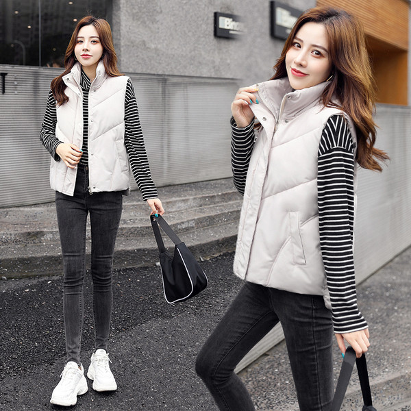 Γυναικείο γιλέκο casual με ψηλό γιακά και τσέπες