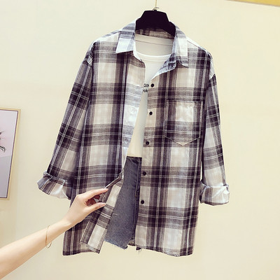 Casual γυναικείο καρό πουκάμισο με κουμπιά