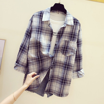 Casual γυναικείο καρό πουκάμισο με κουμπιά