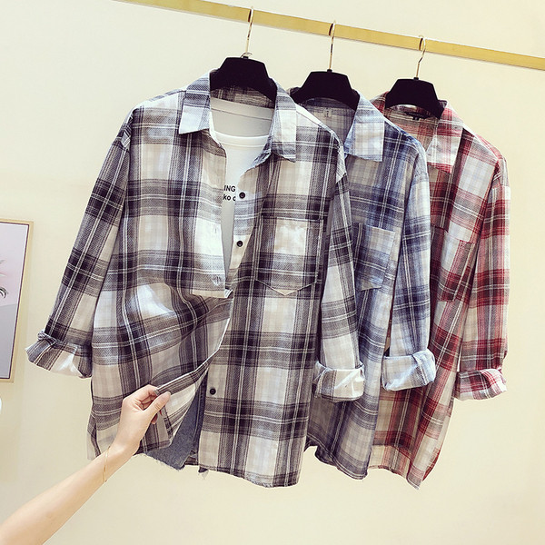 Casual γυναικείο καρό πουκάμισο με κουμπιά