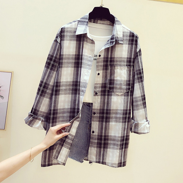 Casual γυναικείο καρό πουκάμισο με κουμπιά