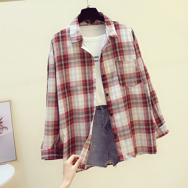 Casual γυναικείο καρό πουκάμισο με κουμπιά