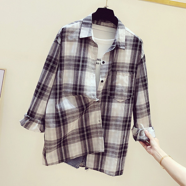 Casual γυναικείο καρό πουκάμισο με κουμπιά