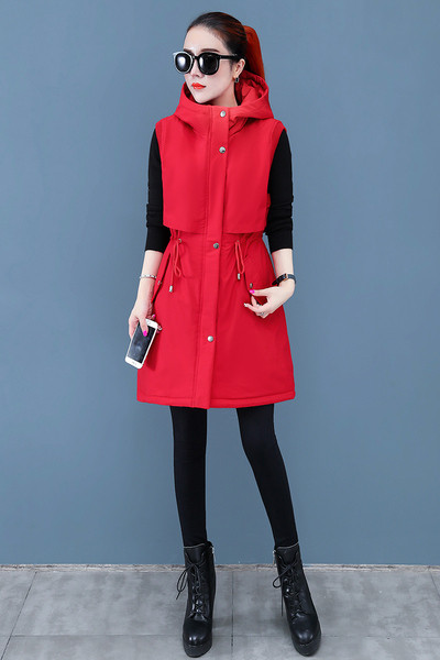 Γυναικείο χειμερινό γιλέκο με μαλακή επένδυση και κορδόνια στη μέση